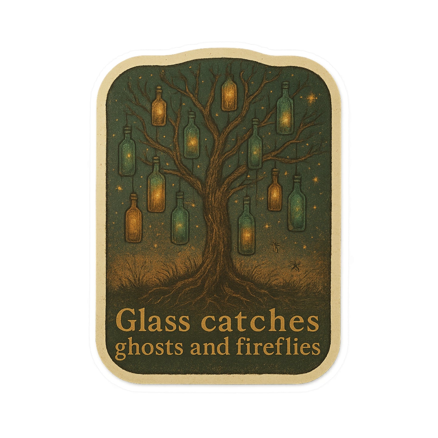 Whimsical Ghost & Firefly Vinyl Decals, Aesthetic Window Stickers, Home Decor, Nature Lover Gifts, Unique Wall Art, Halloween Decor