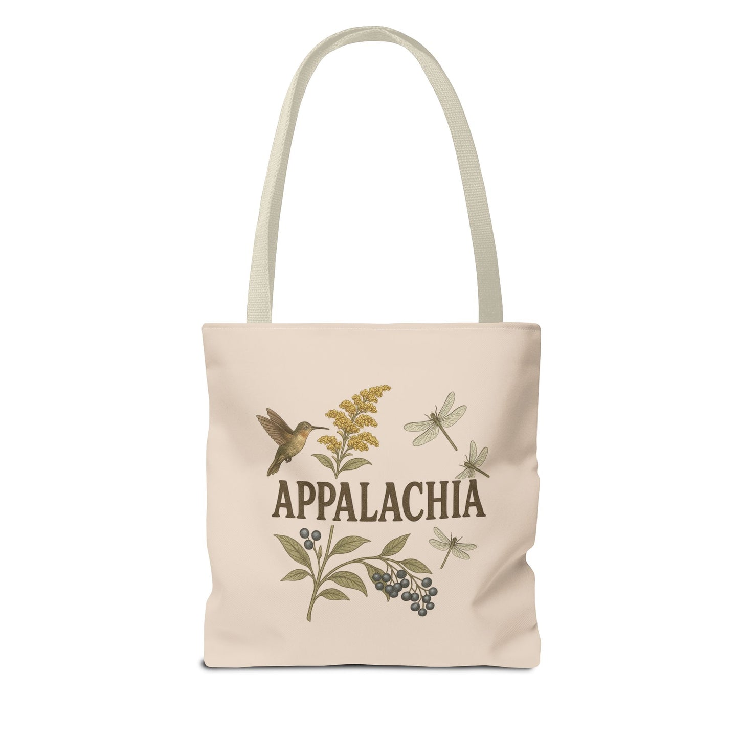 Appalachian Wildflowers Farmer's Market Tote Bag, Floral Eco-Friendly Shopping Bag, Hummingbird Reusable Grocery Bag, Nature Lover Gift,