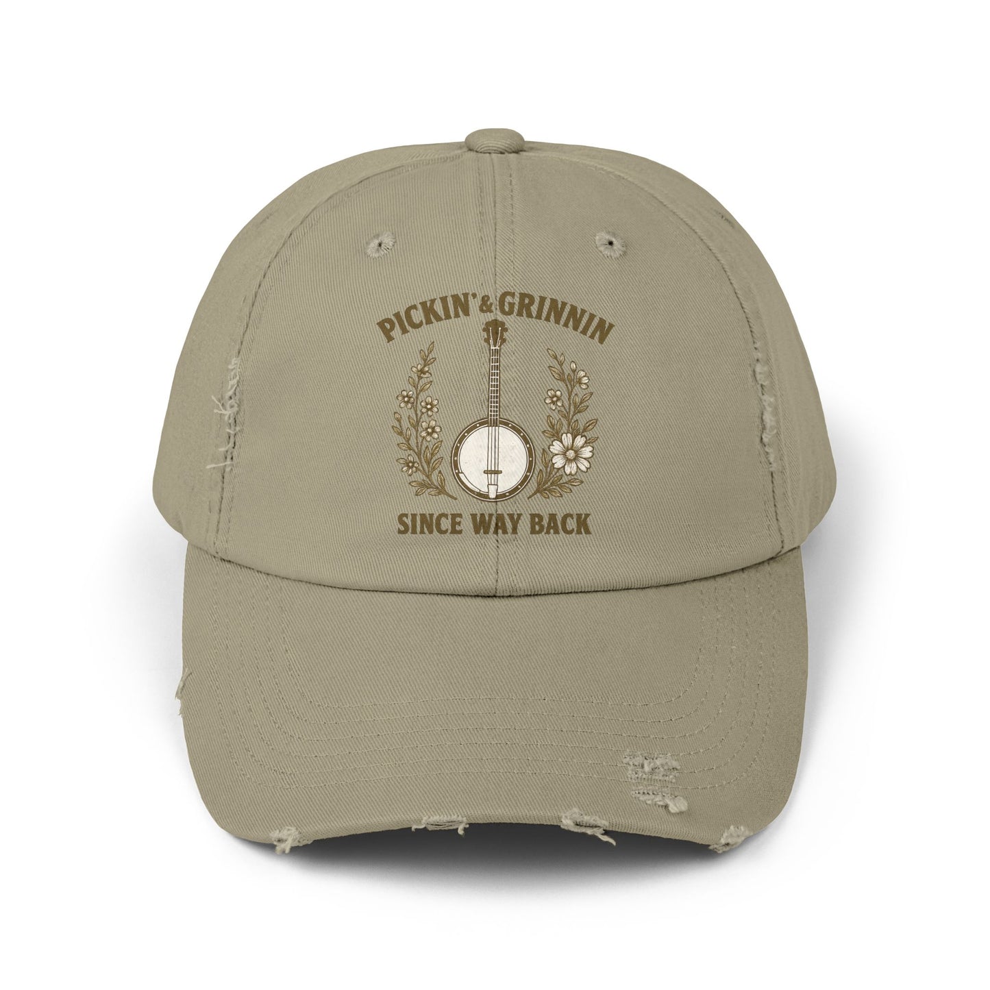 Unisex Distressed Cap - Stylish Bluegrass Hat for Music Lovers, Perfect Gift for Musicians, Casual Wear, Festival Fashion, Vintage Cap