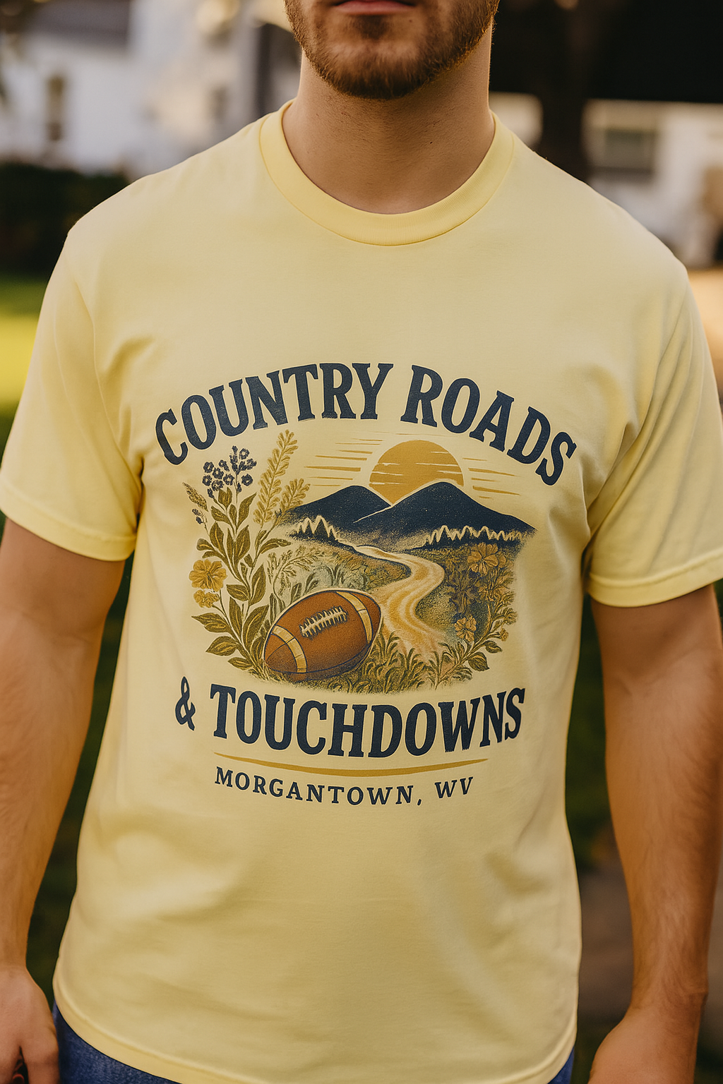 Country Roads Gameday T-shirt, Country Roads Tailgating Shirt, Touchdowns Tee, West Virginia Fan Apparel, Unisex Tee