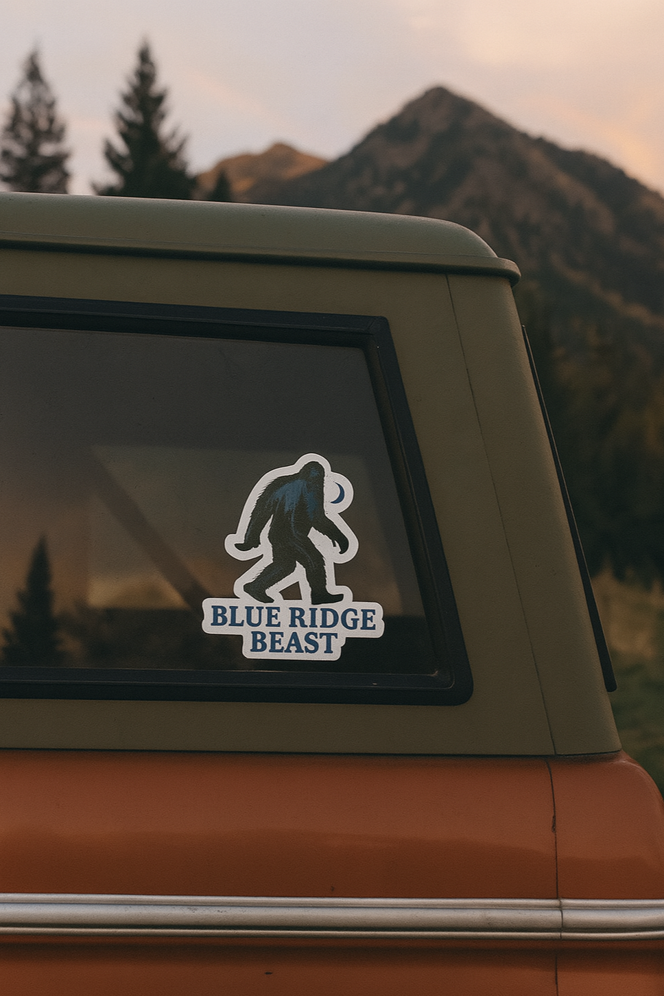 Bigfoot-Themed Kiss-Cut Vinyl Decals, Blue Ridge Beast Stickers for Laptop, Car, Wall Decor, Outdoor Adventure, Gift for Nature Lovers