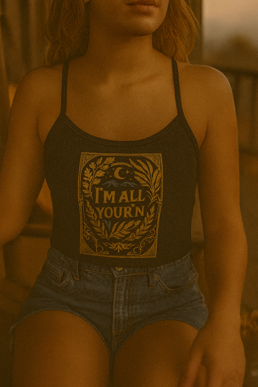 Cropped Tank Top, I'm all your'n, Spaghetti Strap Shirt, Summer Concert Outfit, Music Festival