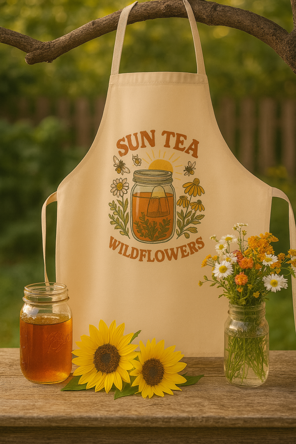 βοΈ Sun Tea & Wildflowers Apron πΌ β Heirloom Garden Collection