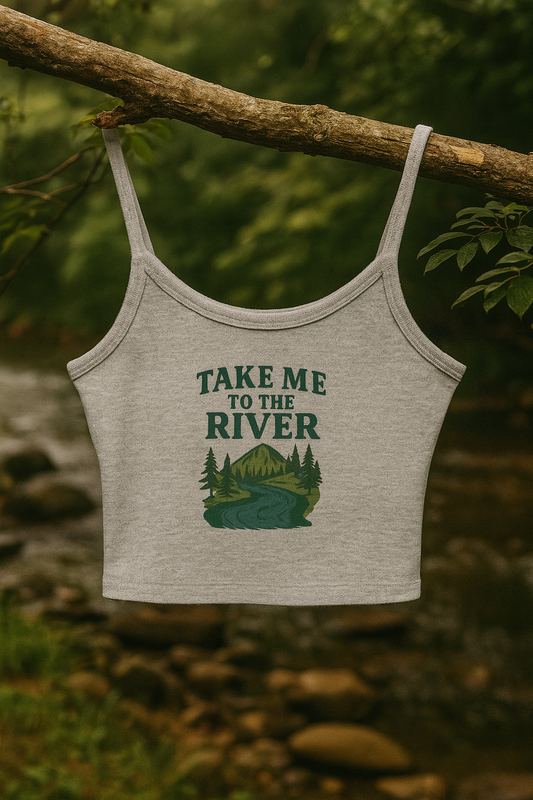 Women's Outdoor Tank Top, Take Me to the River Spaghetti Strap, Summer Henley, Casual Beach Wear, Nature Lover Gift, Adventurer Apparel
