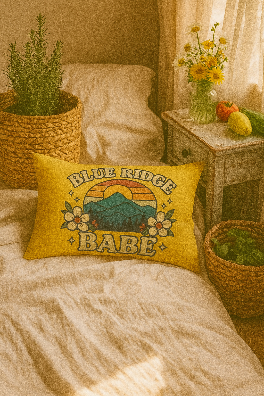 BlueRidge Babe Lumbar Pillow, Throw Pillow for Bed or Couch, Home Decor Accent, Decorative Pillow Cushion, Blue Ridge Mountains Pillow, Gift