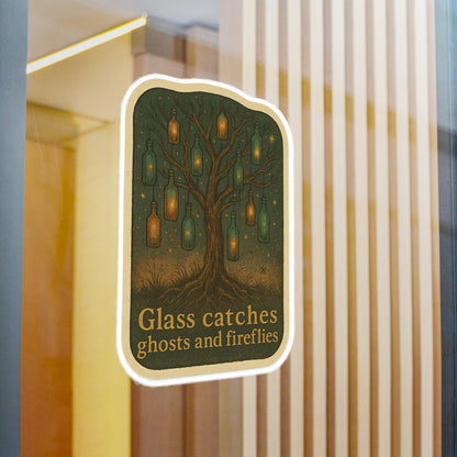 Whimsical Ghost & Firefly Vinyl Decals, Aesthetic Window Stickers, Home Decor, Nature Lover Gifts, Unique Wall Art, Halloween Decor
