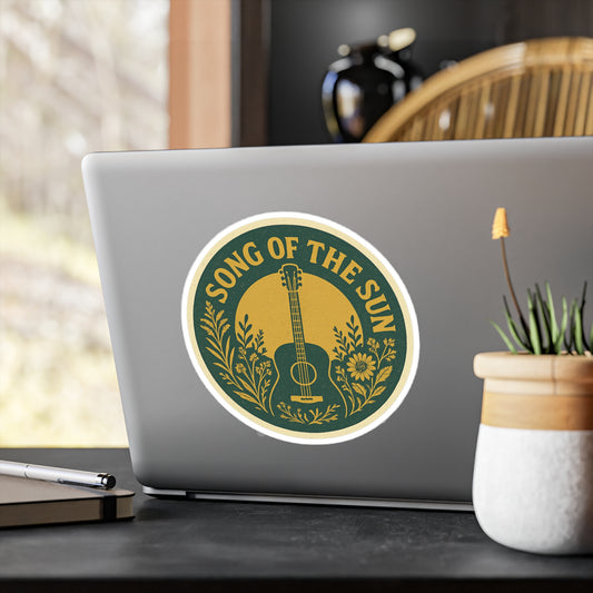 Vinyl Decal Sticker, Guitar Sun Flowers Song of the Sun Collection, Music Decal, Boho Sticker, Laptop Decal, Car Decal, Hippie Decal, Window