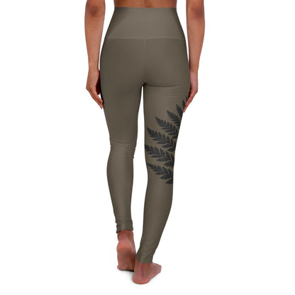Wild Waters Taupe Fern Yoga Leggings – Nature-Inspired High-Waisted Activewear
