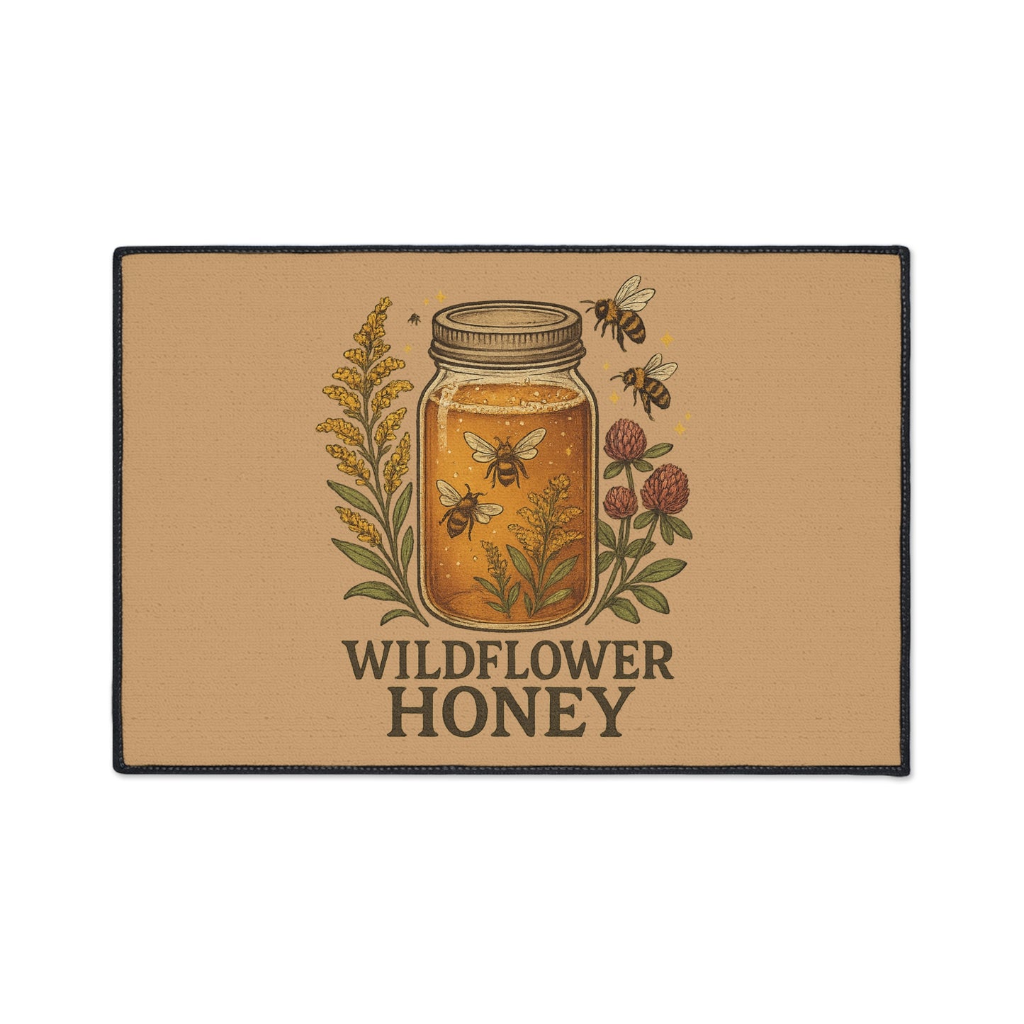 Wildflower Honey Kitchen Mat – Rustic Botanical Farmhouse Decor