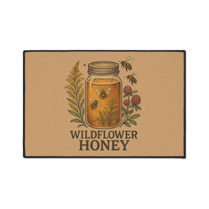 Wildflower Honey Kitchen Mat – Rustic Botanical Farmhouse Decor