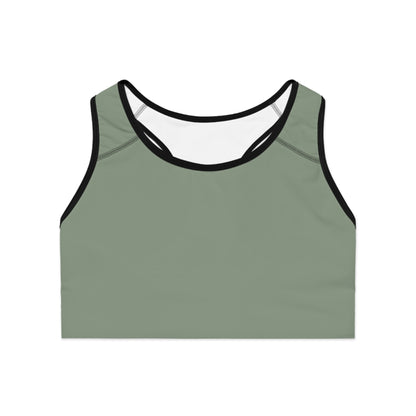 Wild Waters Sports Bra – Dragonfly Back Detail in Earthy Sage