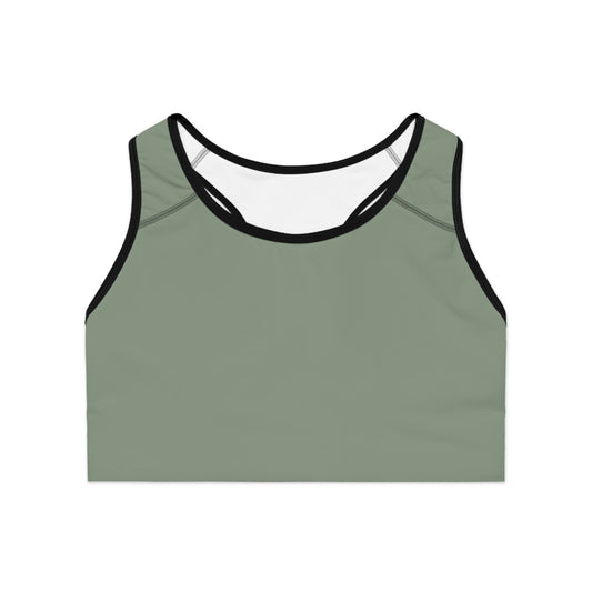Wild Waters Sports Bra – Dragonfly Back Detail in Earthy Sage