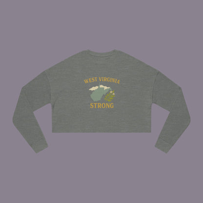 West Virginia Mountain Strong Retro Folk Cropped Sweatshirt, Vintage Women's WV Pullover, Boho Chic Graphic Top, Mountain Lover Gift, WV