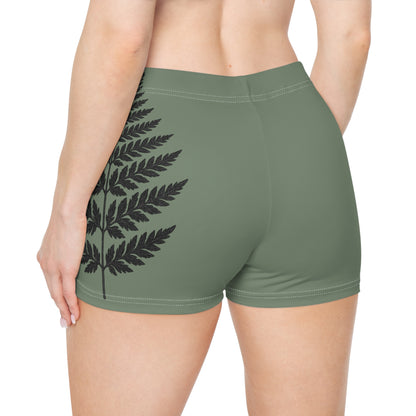 Wild Waters Fern & Dragonfly Yoga Shorts – High-Waisted Nature-Inspired Activewear