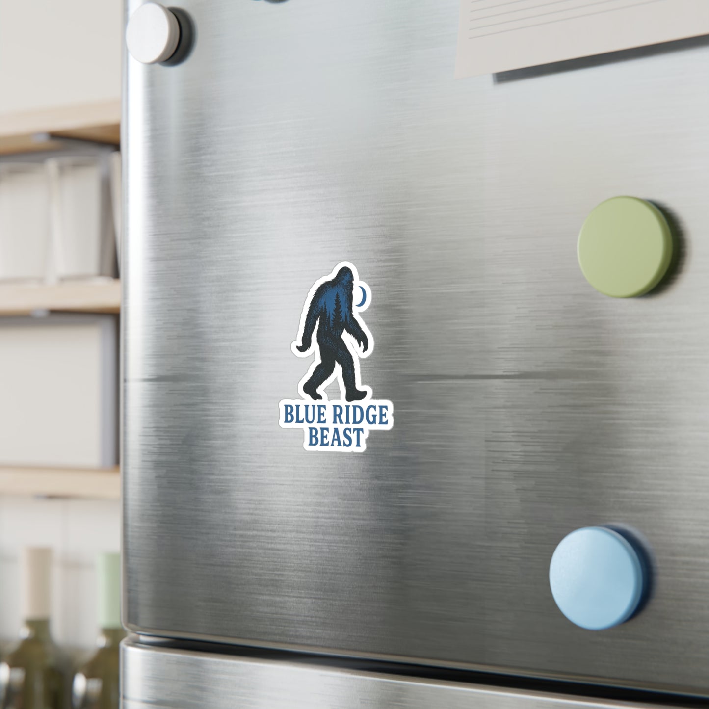 Bigfoot-Themed Kiss-Cut Vinyl Decals, Blue Ridge Beast Stickers for Laptop, Car, Wall Decor, Outdoor Adventure, Gift for Nature Lovers