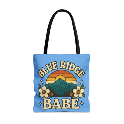 Colorful Blue Ridge Babe Beach Tote Bag, River Lake Ocean Summer Travel Bag, Weekend Getaway Shoulder Purse, Gift for Beach Lover, Boho Chic