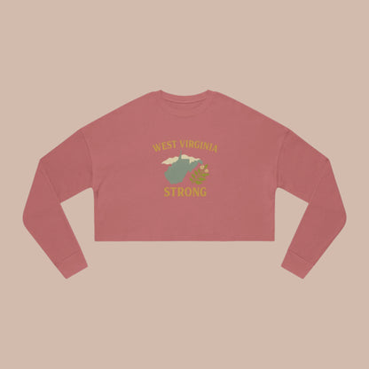 West Virginia Mountain Strong Retro Folk Cropped Sweatshirt, Vintage Women's WV Pullover, Boho Chic Graphic Top, Mountain Lover Gift, WV