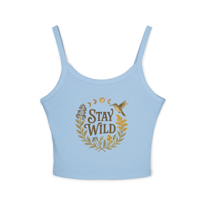 Stay Wild Women's Spaghetti Strap Tank Top | Boho Crop Top, Summer Outfit, Nature Lover Gift, Festival Wear, Casual Comfort