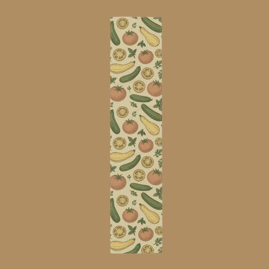 Farmhouse Style Table Runner, Boho Kitchen Decor, Vintage Vegetable Print, Dining Table Centerpiece, Home Decor Accent