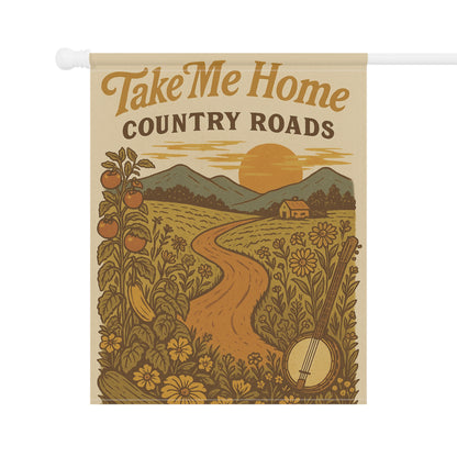 Take Me Home Country Roads Garden Flag, Rustic West Virginia Outdoor Decor, Appalachian Yard Flag, Country Music Inspired Banner