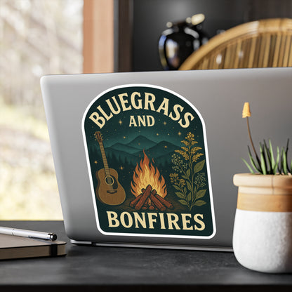 Bluegrass and Bonfires Kiss-Cut Vinyl Decals | Rustic Outdoor Decor, Campfire Stickers, Music Lover Gifts, Hiking Essentials, Custom [...]