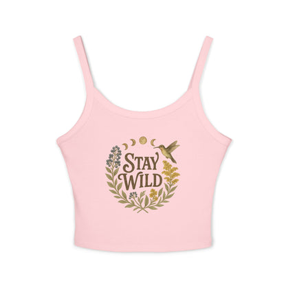 Stay Wild Women's Spaghetti Strap Tank Top | Boho Crop Top, Summer Outfit, Nature Lover Gift, Festival Wear, Casual Comfort