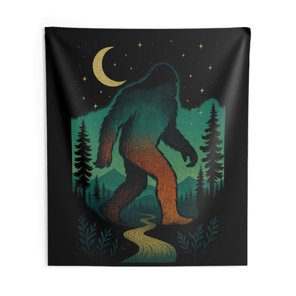 Midnight Forest Bigfoot Tapestry