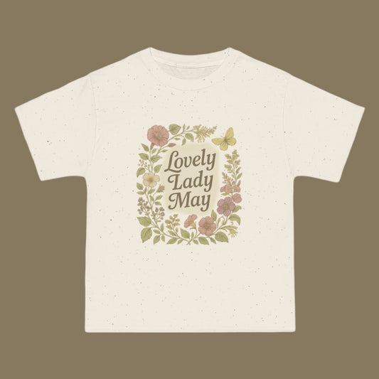 Lovely lady May Oversized T-Shirt for Concerts and Summer Outings, Cute Graphic Tee, Women's Fashion Top