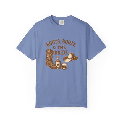 Country Bachelorette Party T-shirt, Boots Booze Bride Western Shirt, Wedding Shower Tee, Southern Bridal Party Top, Rustic Bride Tribe Gift