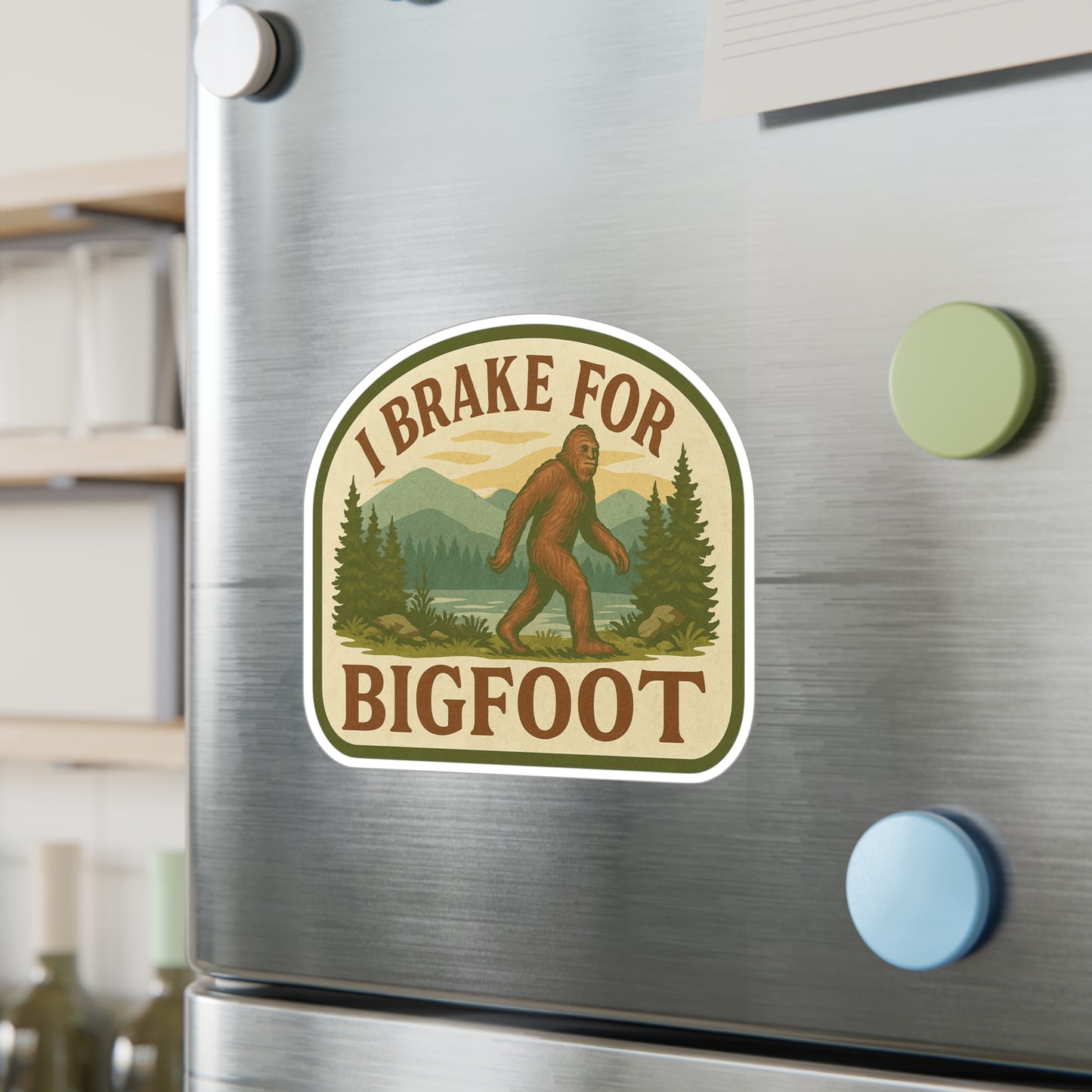 Bigfoot Kiss-Cut Vinyl Decals, Playful Sasquatch Stickers for Car, Home Decor, Gifts, Outdoor Adventures, Nature Lovers