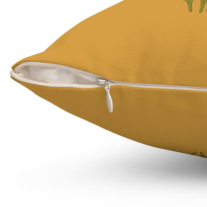 Wildflower Golden yellow Square Pillow for Home Decor, Floral Accent Cushion, Throw Pillow Set, blue Flowers, Spun Polyester