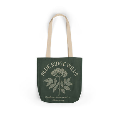 Canvas Tote Bag, Blue Ridge Reusable Shopping Bag with Elderberry Botanical, Eco-Friendly Grocery Bag, Farmers Market Tote, Nature Lover