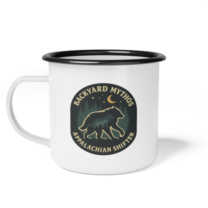 Appalachian Shifter Enamel Camping Mug – Shape-Shifter Cryptid Design