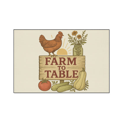 Farm to Table Floor Mat, Rustic Kitchen Decor, Heavy Duty Area Rug, Farmhouse Entrance Mat, Gardening Gift, Indoor/Outdoor Use