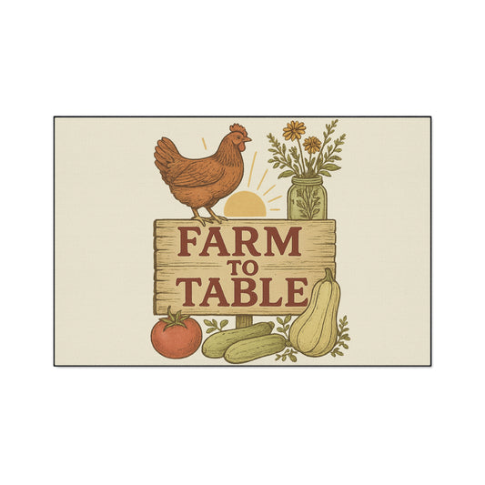 Farm to Table Floor Mat, Rustic Kitchen Decor, Heavy Duty Area Rug, Farmhouse Entrance Mat, Gardening Gift, Indoor/Outdoor Use