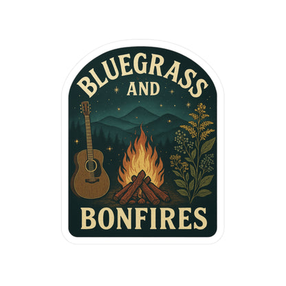 Bluegrass and Bonfires Kiss-Cut Vinyl Decals | Rustic Outdoor Decor, Campfire Stickers, Music Lover Gifts, Hiking Essentials, Custom [...]