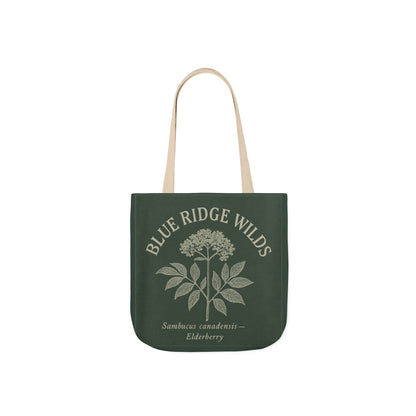 Canvas Tote Bag, Blue Ridge Reusable Shopping Bag with Elderberry Botanical, Eco-Friendly Grocery Bag, Farmers Market Tote, Nature Lover