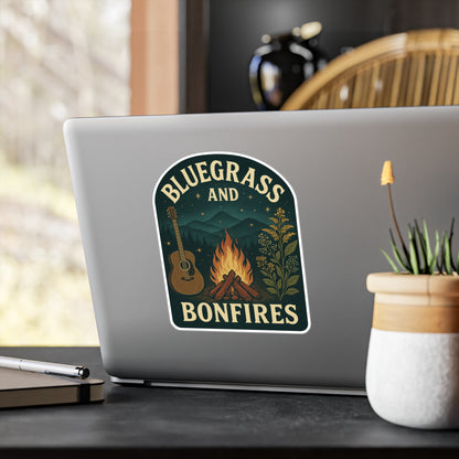 Bluegrass and Bonfires Kiss-Cut Vinyl Decals | Rustic Outdoor Decor, Campfire Stickers, Music Lover Gifts, Hiking Essentials, Custom [...]