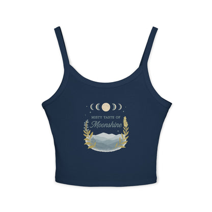 Moonshine Vibes Women's Spaghetti Strap Tank Top, Summer Outfit, Boho Style, Festival Wear, Gift for Her, Eco-Friendly Top