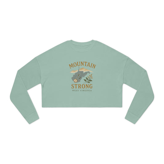 West Virginia Mountain Strong Retro Folk Cropped Sweatshirt, Vintage Women's WV Pullover, Boho Chic Graphic Top, Mountain Lover Gift, WV