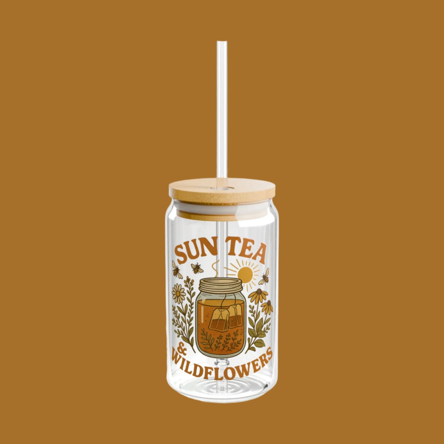 Sun Tea Sipper Glass 🌼🧊 – Brighten Up Your Summer Sips
