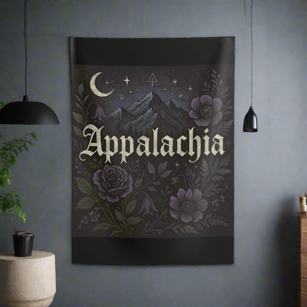 Appalachia Indoor Wall Tapestry - Boho Mountain Witchy Decor for Home, Bohemian Home Decoration, Hippie Tapestry Wall Hanging, Mountain