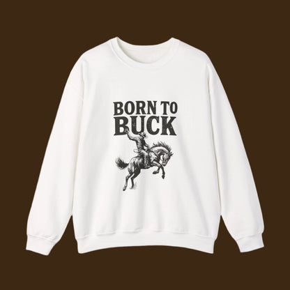 Unisex Heavy Blend™ Crewneck Sweatshirt - Vintage Chic Graphic Design- Rodeo, Born to Buck