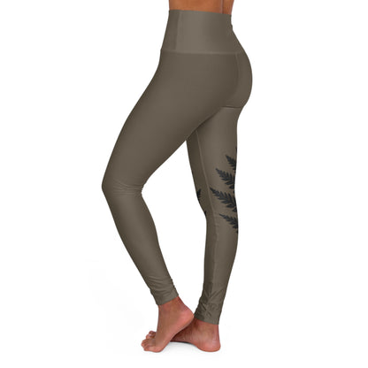 Wild Waters Taupe Fern Yoga Leggings – Nature-Inspired High-Waisted Activewear