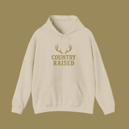 Country Raised deer antler Hoodie, Outdoor Wildlife Animal Ranch Farm Life Gift, Camouflage Hunting Apparel, Nature Lover Cabin Wear, Rural