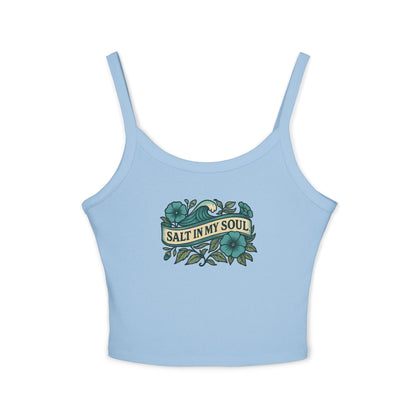 Salt in My Soul Women's Spaghetti Strap Tank Top | Summer Vibes, Beachwear, Gift for Her, Vacation Top, Casual Wear