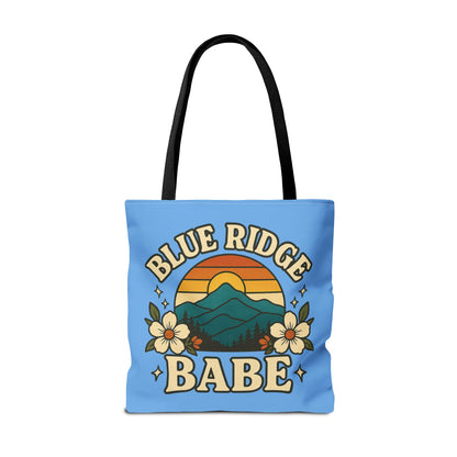 Colorful Blue Ridge Babe Beach Tote Bag, River Lake Ocean Summer Travel Bag, Weekend Getaway Shoulder Purse, Gift for Beach Lover, Boho Chic