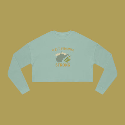 West Virginia Mountain Strong Retro Folk Cropped Sweatshirt, Vintage Women's WV Pullover, Boho Chic Graphic Top, Mountain Lover Gift, WV