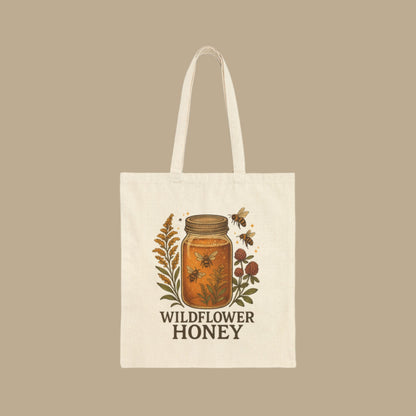 Wildflower Honey Reusable Tote Bag, Floral Market Tote, Eco-Friendly Shopping Bag, Floral Print Grocery Bag, Botanical Tote