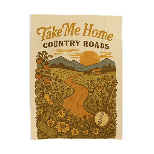 🏞️ Country Roads Plush Blanket – Cozy Gold-Toned Country Comfort 🌾🧡